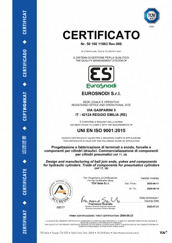 Eurosnodi - Certificat ISO 9001:2015