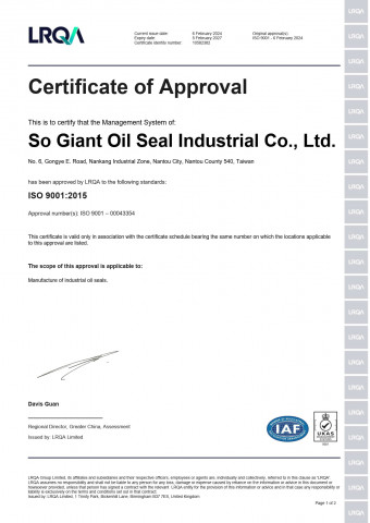 So Giant - Certificat ISO 9001:2015